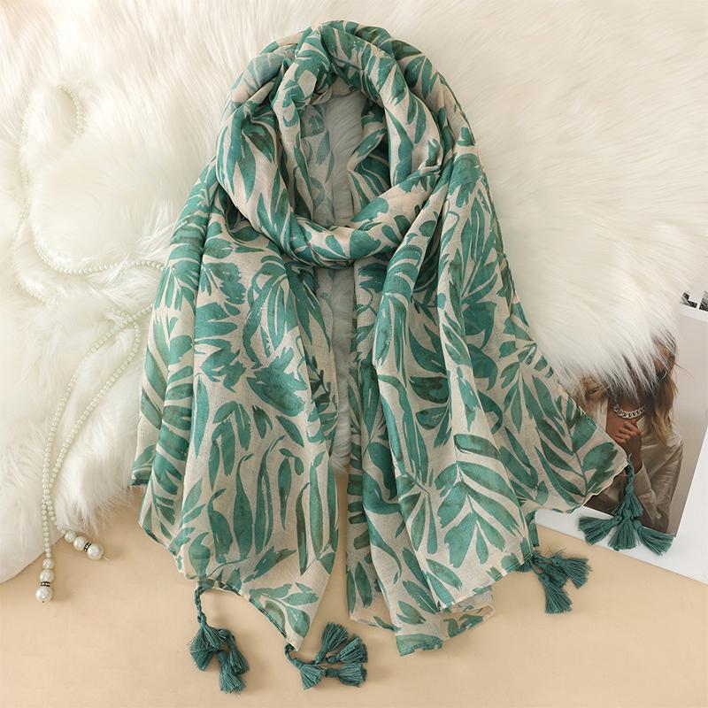 90*180CM New Fashion Printed Soft Linen Cotton Scarf Shawls Abstract Floral Tassel Viscose Scarves Lady High Quality Long Hijab