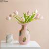Colorful Painted Glass Vase Creative Ruffle Plant Pots Table Decoration Flowers Arrangement Floral Vases Room Aesthetic Decor