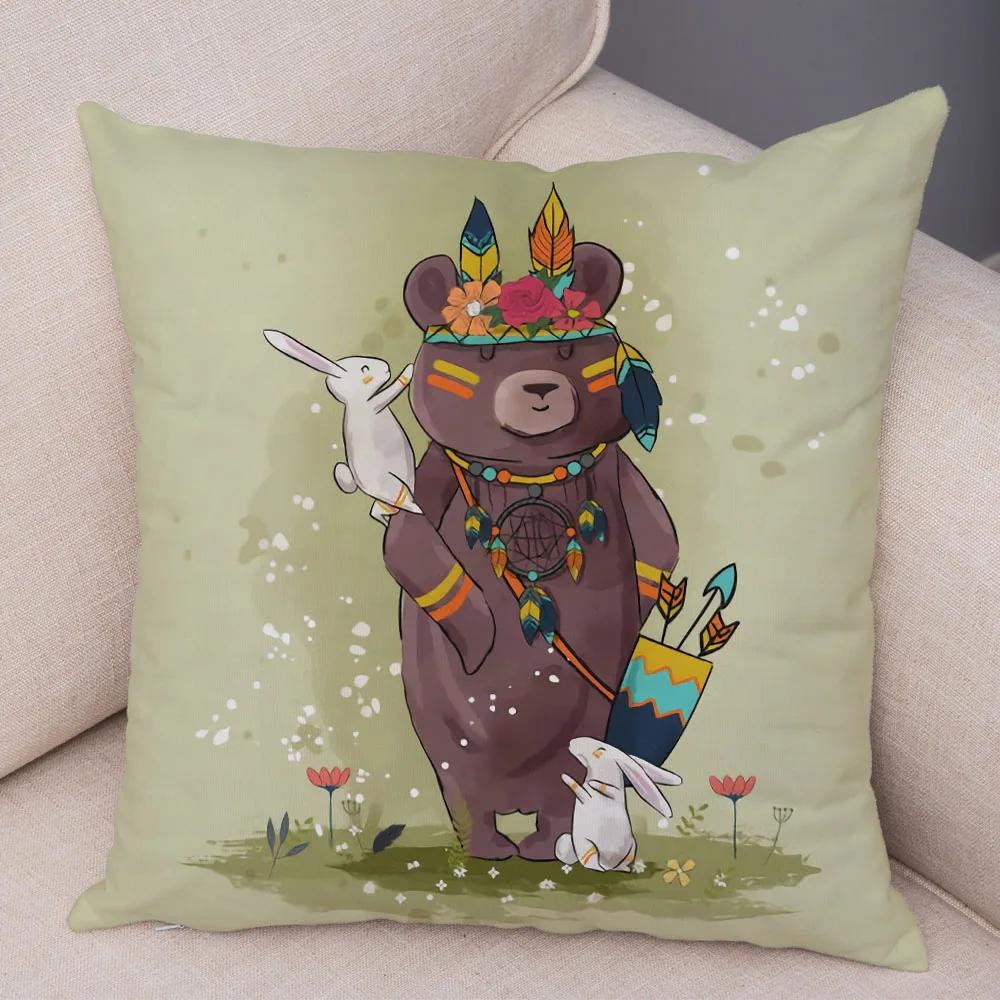 Home Decoration Colorful Cartoon Panda Bear Kids Sofa Car Pillow Cover Cute Animal Cushion Cover funda de almohada