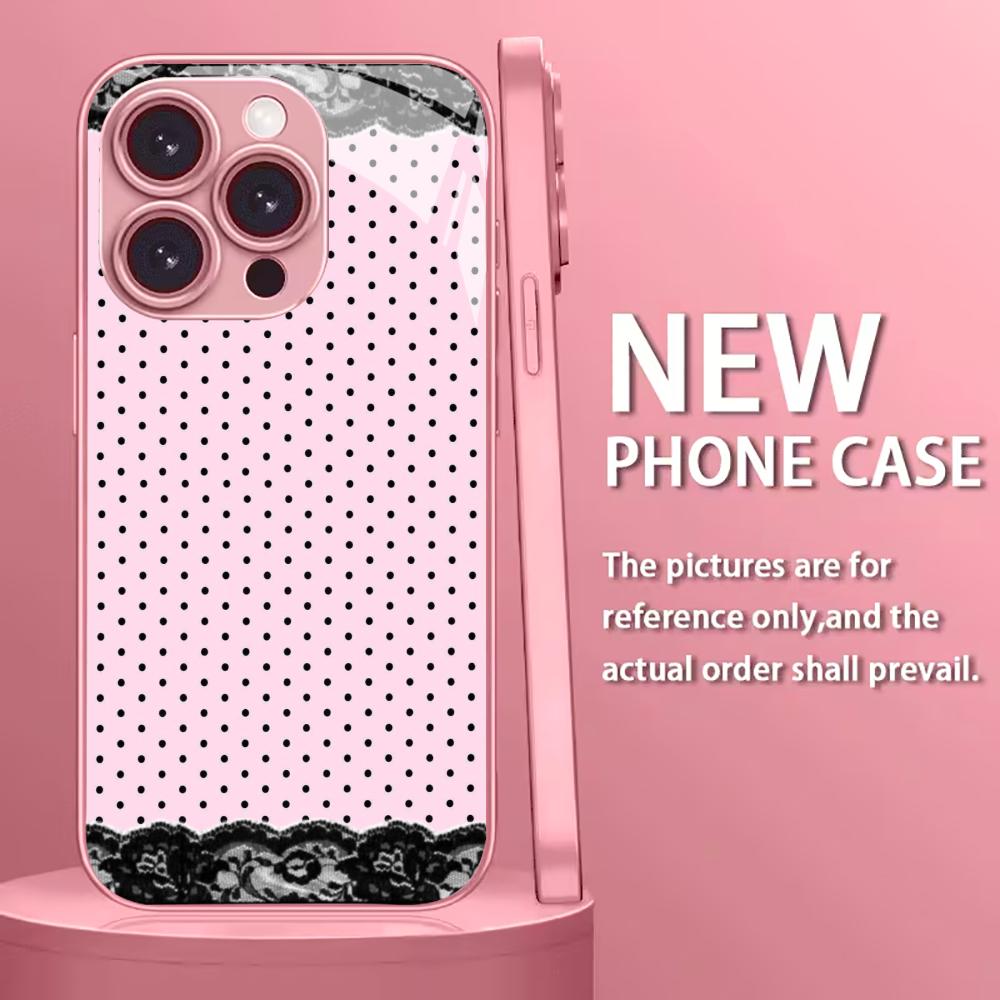 Modern Pink Polka Dot phone case for iphone 17 case for iphone 17 pro max cover Glass for iPhone 17 16 15 14 13 12pm Pro Plus