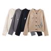 Kaslead New Women clothes Western Style Fashion Simple and Versatile Handmade Embroidery Knit cardigan Outerwear