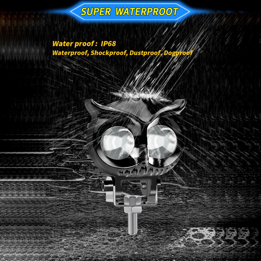 2st Motorcykelljus LED-strålkastare Arbetslampa Dubbelfärg Halvljusstrålkastare Terrängkörning