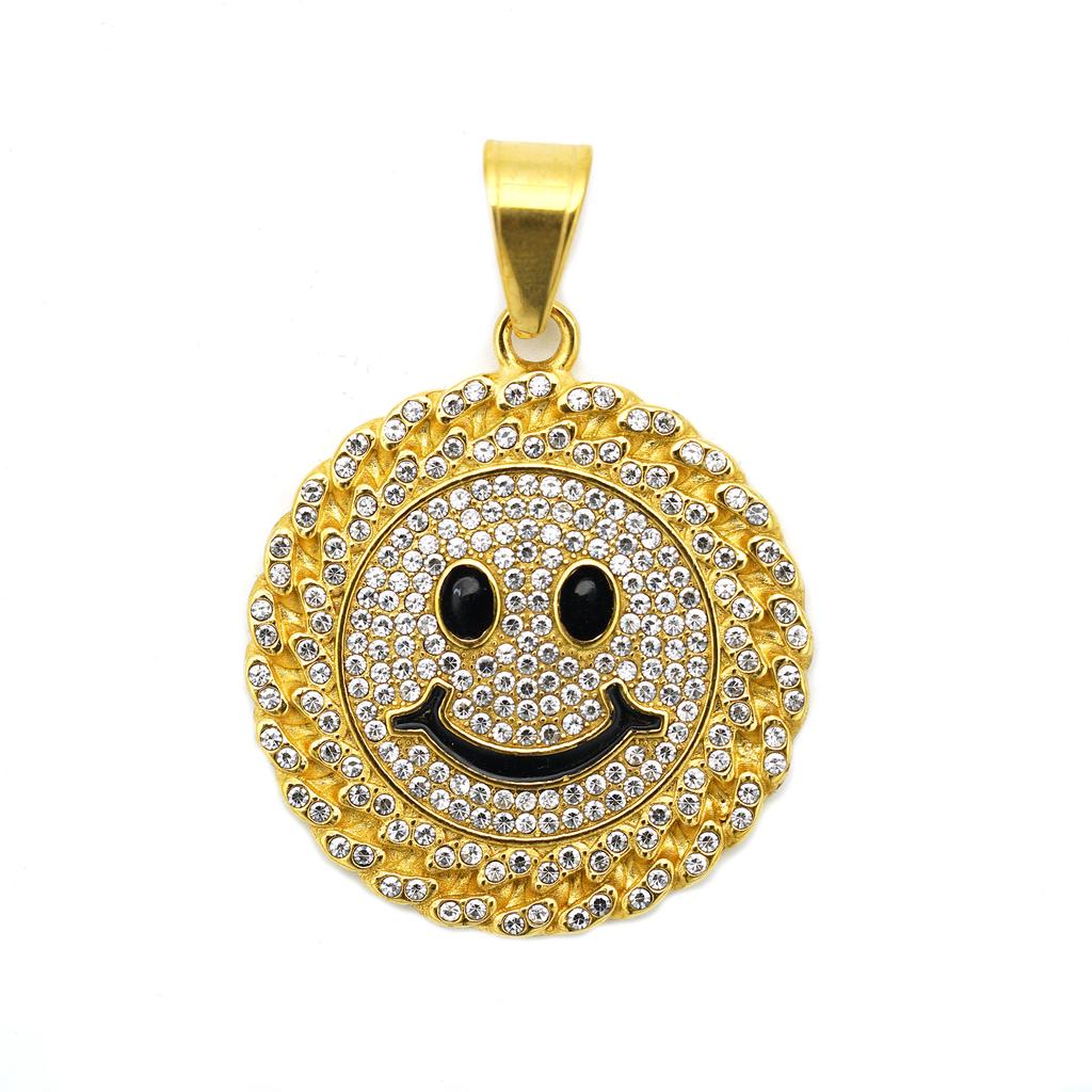 Pendant New Fashion Light Luxury Sunny Smiling Face Round Card Cool Pendant Necklace