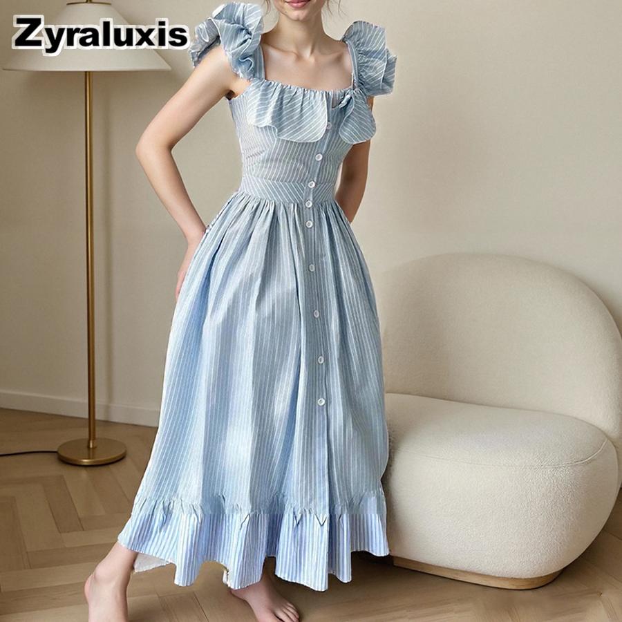 New Spring Dresses for Women, Sweet Style A-Line Long Dress with Ruffles
