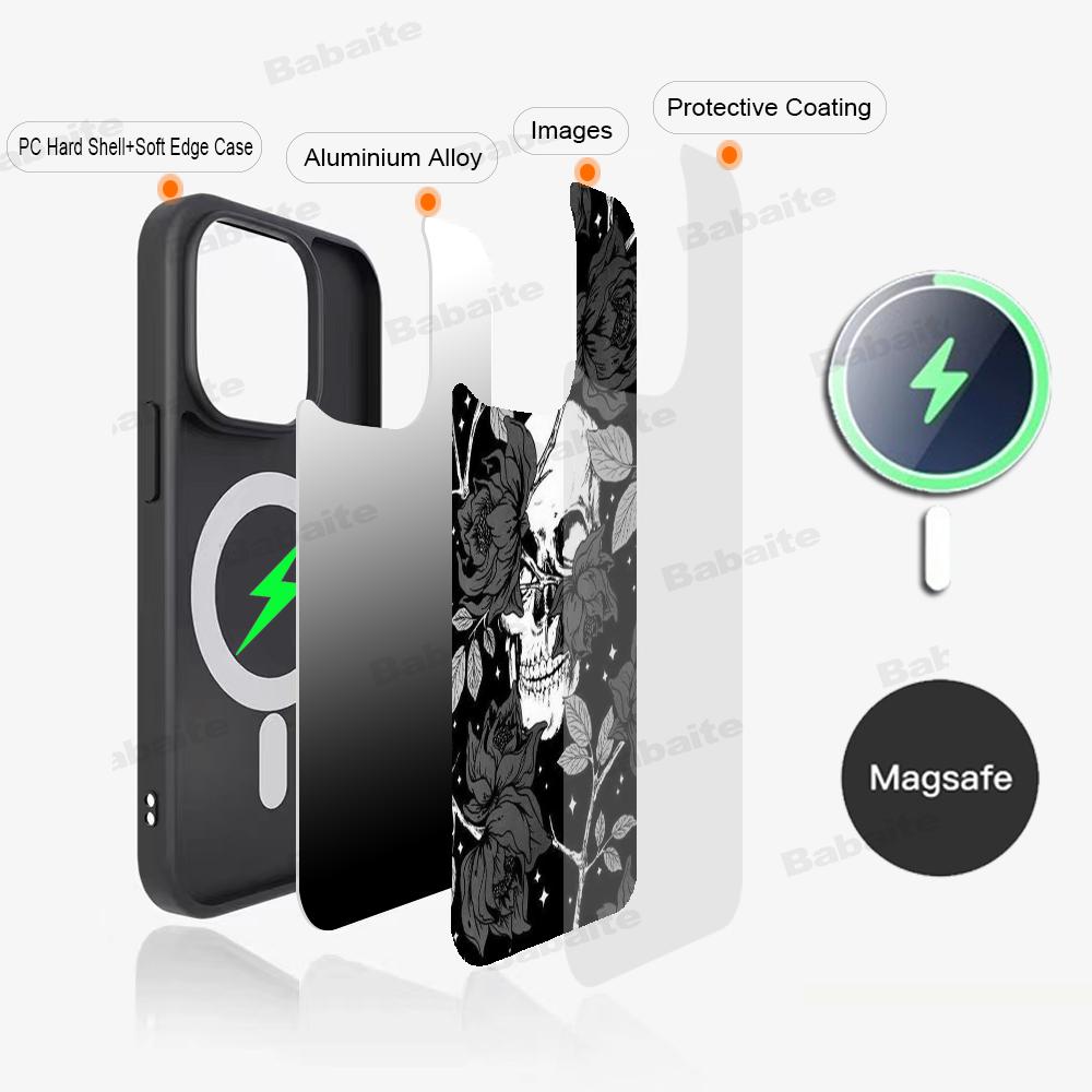Spooky Skull Patterns Phone Case Magnetic Case For IPhone 16 14 13 12 11 15 Pro Max Plus For Magsafe Wireless Charge Cover