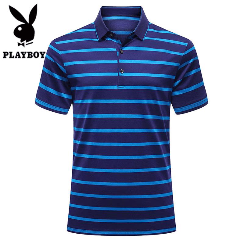 PLAYBOY Men s Mulberry Silk Blend Striped Polo Shirt 120/52