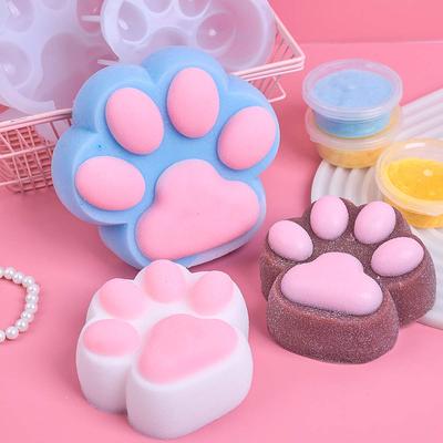 Large Cute Cat Paw Squishy Squeeze Toys Silicone Mold DIY Scented Candle Soap Molds Plaster Resin Craft Gift Making Accessories