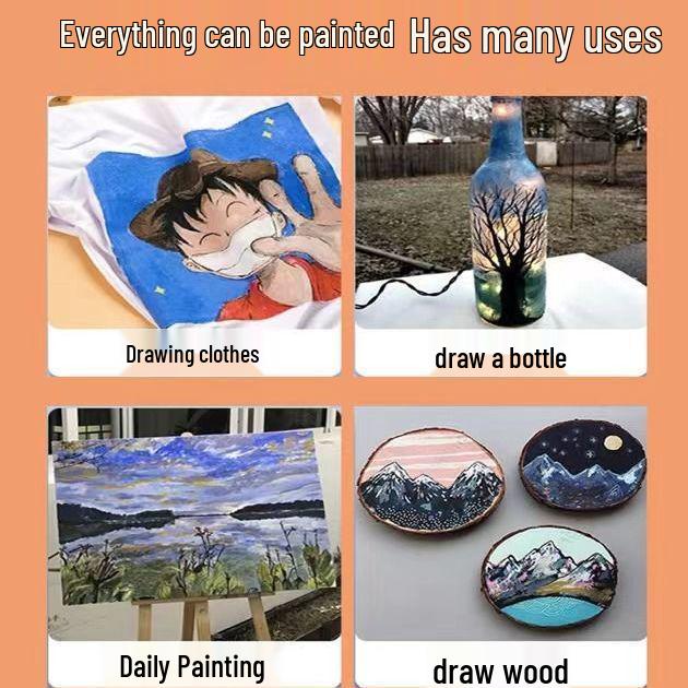 Acrylic Gouache Paint Set for Kids - Plaster Doll Art Supplies with Bear Graffiti Design