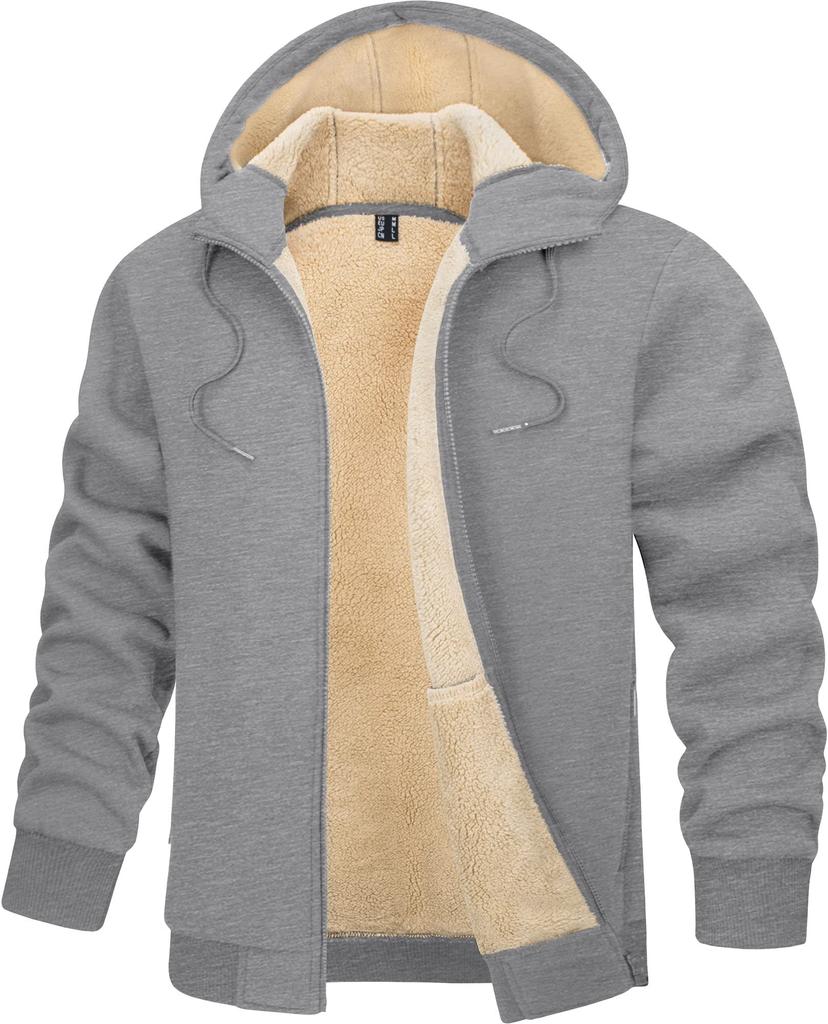 TACVASEN Warm Windproof Thick Crew Solid Casual Light Size M Men's Sweatshirt, Neck, Color, Cotton, Gray,