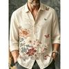 Men's Long Sleeved Shirt with Sun Rainbow Print Top, Versatile for Vacation and Travel, Fashionable and Comfortable Casual Shirt