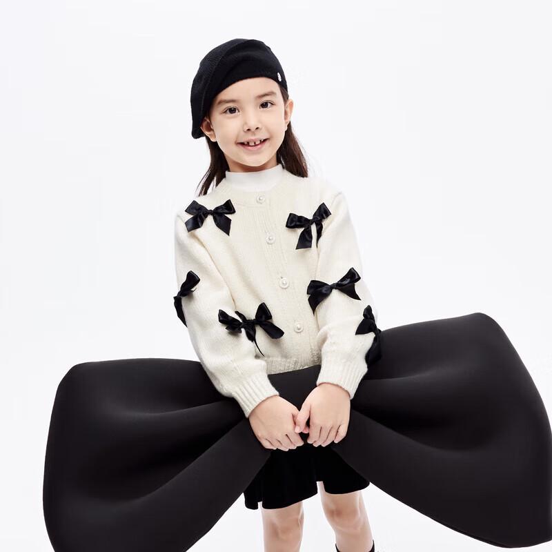 little MO&Co. Girls' Wool-Blend Bow Knit Cardigan