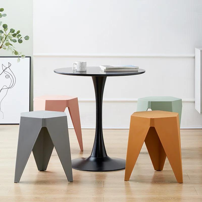 Ins Creative Modern Shoe Replacement Bench Footstool Non Slip Thick Plastic Small Stool Low Geometric Furniture Home