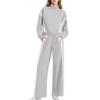 Women's Zip‑Up Stand Collar Striped Side Wide Leg Pants 2‑Piece Tracksuit Set