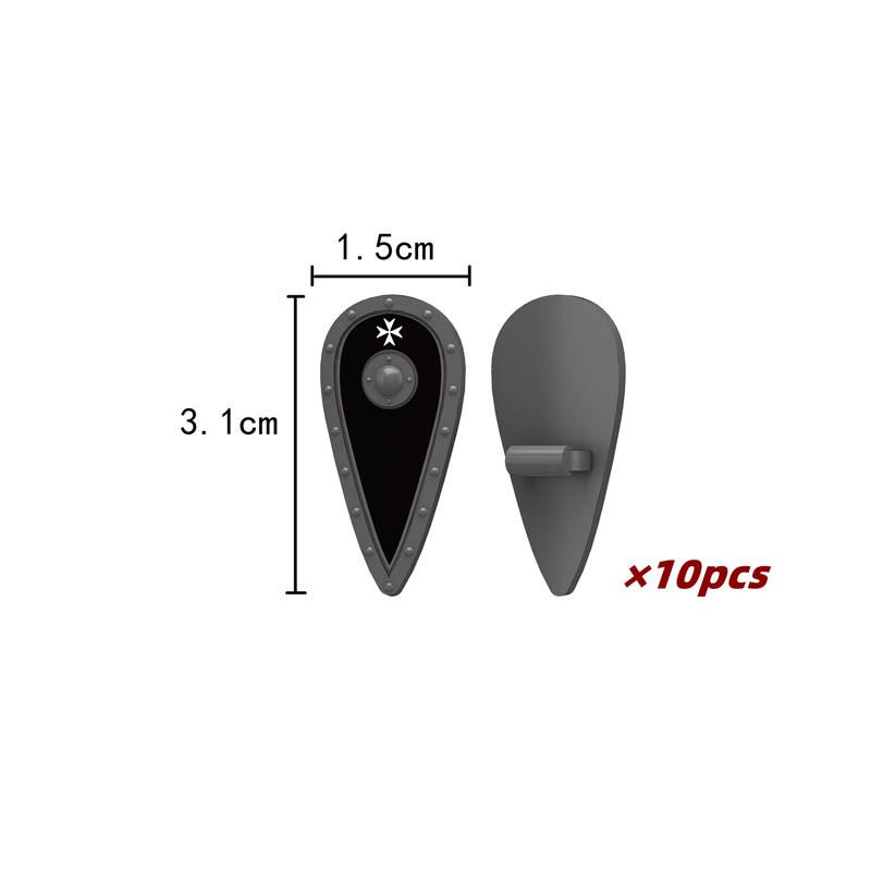 MOC Mittelalterliche Bausteine Charakter Ritter Krieger Zubehörset Helm Schulterrüstung Schild Bogen Pfeil Stein Geschenk Spielzeug X022