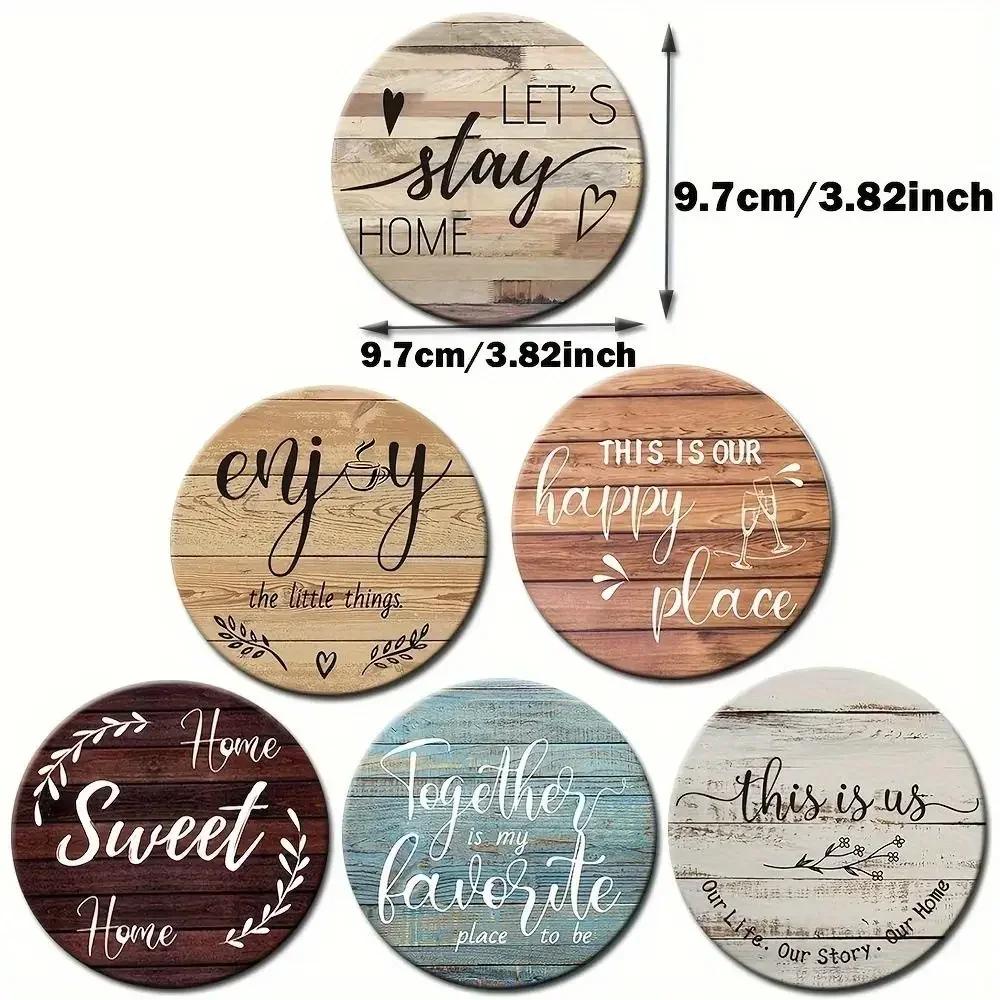 6Pcs New Home Love Insulated Coasters Anti Scald Acrylic Cup Holder Retro Kitchen Tableware Decor Accessories