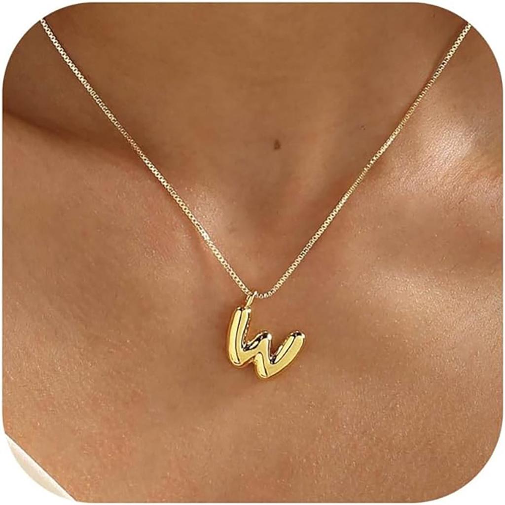 Elegant And Minimalist 26 Letter English Necklace With Bubble Gloss Letter Pendant, Women's Gift Collarbone Chain