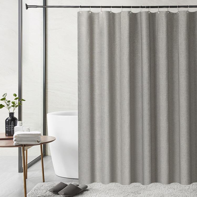 Luxury Linen Shower Curtain with Hooks Bathroom Waterproof Thick Fabric Bath Curtains Bathtub Large Bathing Cover