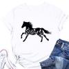 2026 Wildflower Horse Print Women T Shirt Short Sleeve O Neck Loose Women Ladies Tee Shirt Casual Streetwear T-shirts,Y2K Tops