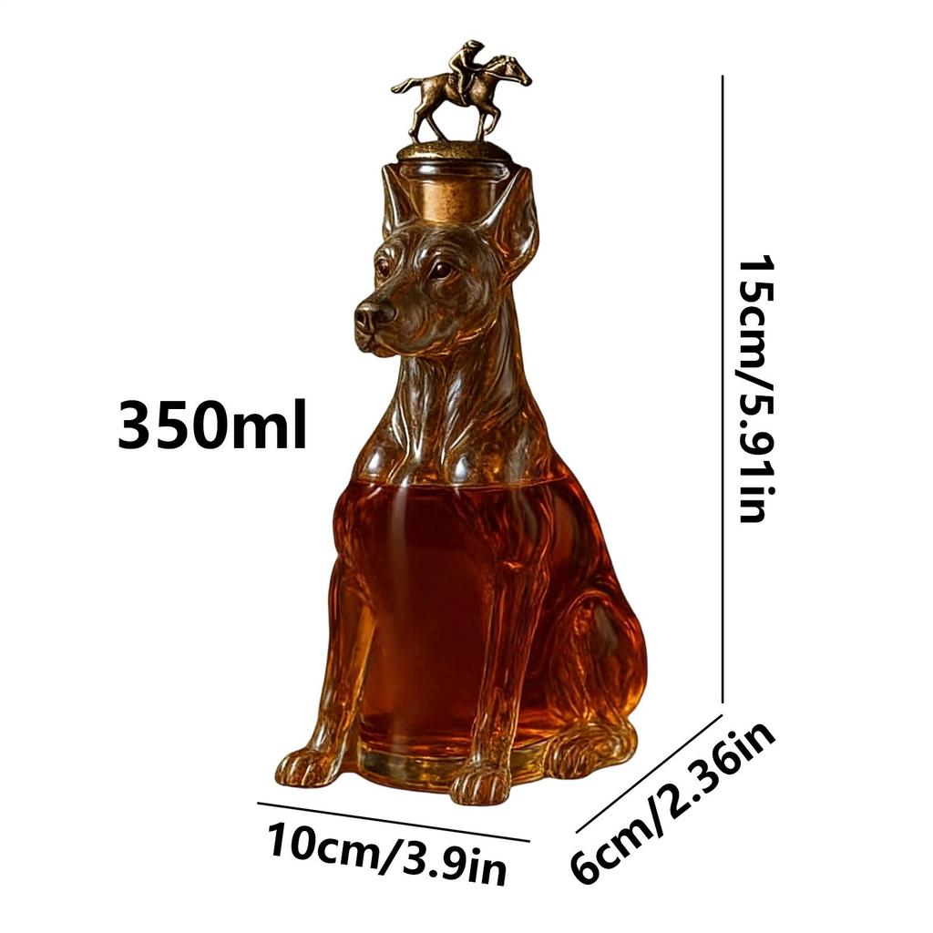 Dubin Whiskey Bottle 350ml Dog Shape Container Whiskey Glass Bottle Decoration For Home Dad Men Bar Kitchen Dining Birthday