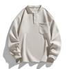 American Vintage Solid Color Henley Collar Loose Pocket Sweatshirt For Men