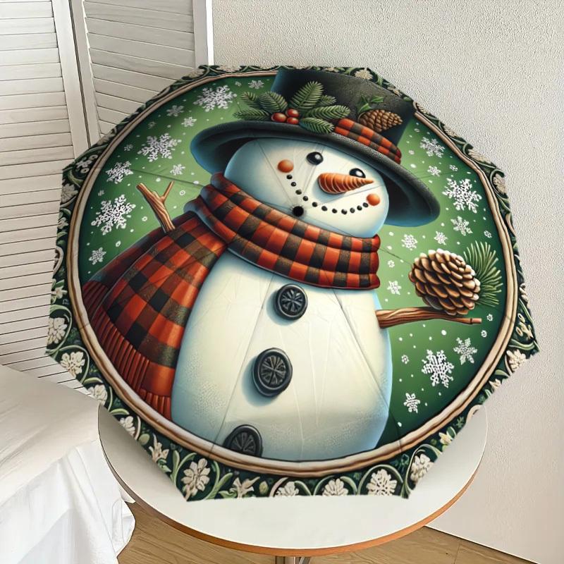 1pc Winter Wonderland Snowman Umbrella with Plastic Handle,Suitable for All Seasons Home Travel Outdoor UmbrellaDD251