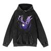 Cotone Pesante Lavato Retrò, Maglione Retrò Streetwear Anime con Cappuccio 440G