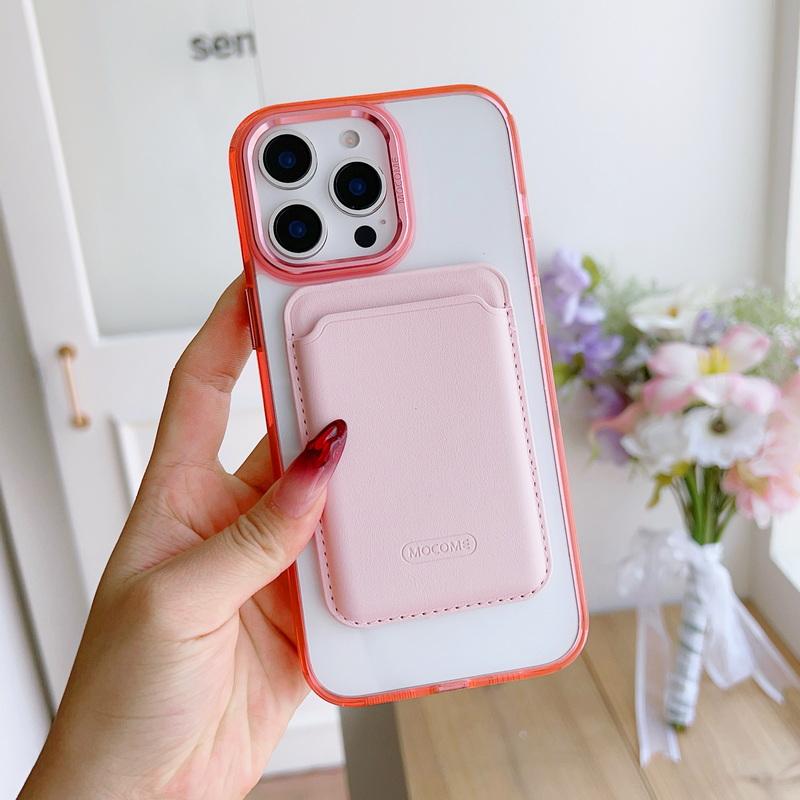 Magnetic Card Slot Clear Phone Case For iPhone 16 Pro Max 15 14 Pro 13 12 11 for Magsafe Shockproof Metal Lens Frame Protection Cover