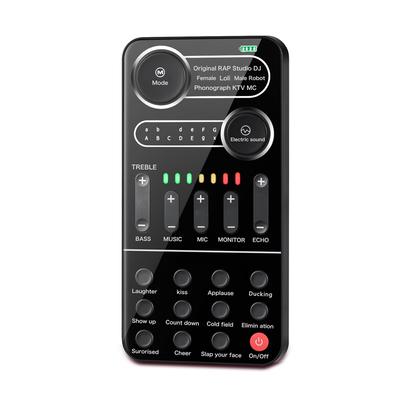 Voice Changer Portable External Live Sound Card Set with 9 Sound Effects Colorful Light Mini Live