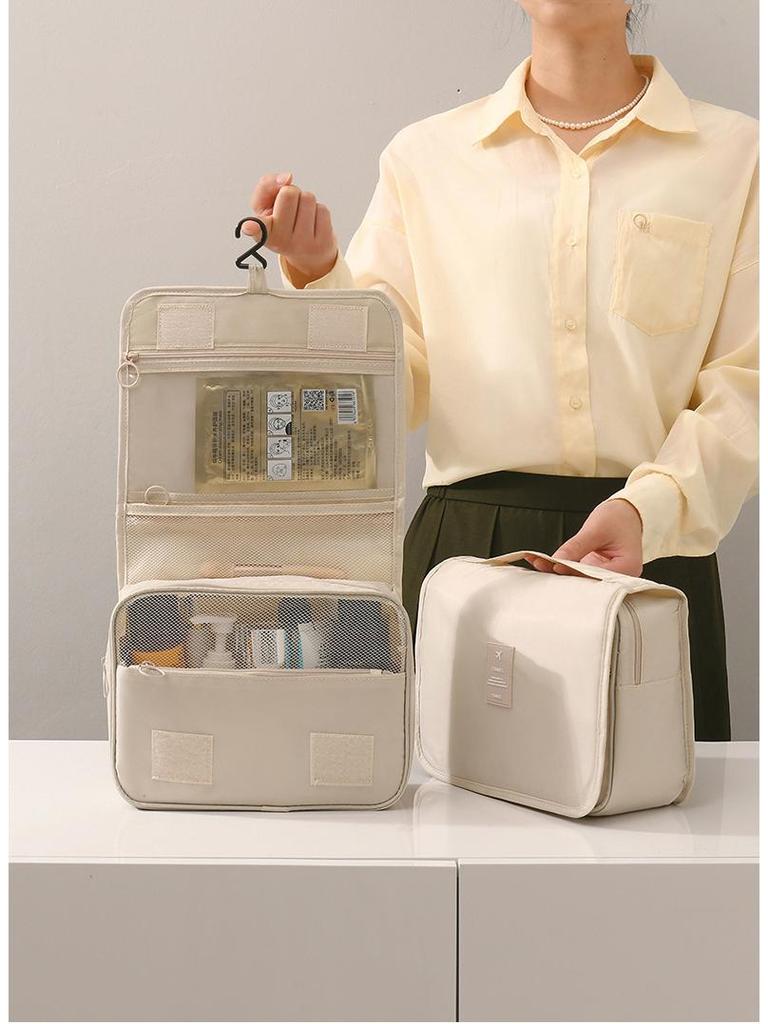 Foldable Hanging Toiletry Bag: Large Capacity Travel Makeup Organizer for Men & Women
