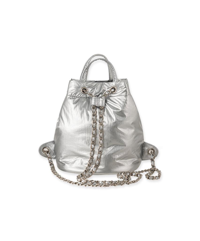 Abeehums Glossy Mini Backpack Abh348-708 Silver