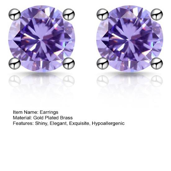 Zirconia Stud Earrings One Carat Main Stone Earrings Hypoallergenic Flat Back Earrings Comfortable Shiny Daily Wear Jewelry for Women Men