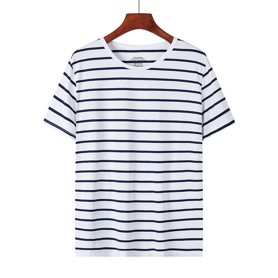 

ZIRUNKING 2021 Нові чоловічі смугасті О-подібним вирізом Повсякденні футболки з короткими рукавами та льодом Чоловічий вуличний одяг Осінь Весна Бавовняні футболки TIAOGE 4XL