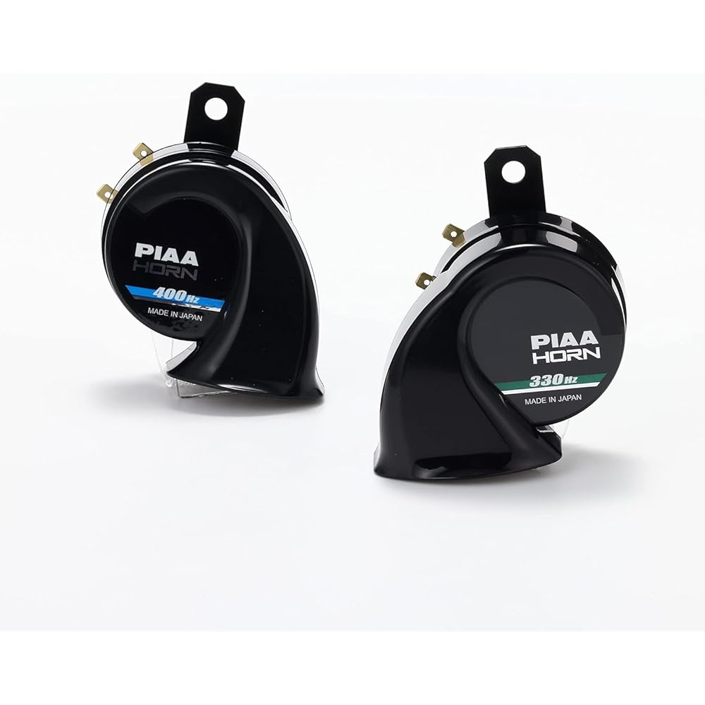 PIAA HO-9 Super Bass Houkačka, 330Hz+400Hz, Ultra Hluboké Basy, 112dB, Spirální Typ, Sada 2 kusů, Schváleno pro STK, Včetně zemnícího svazku