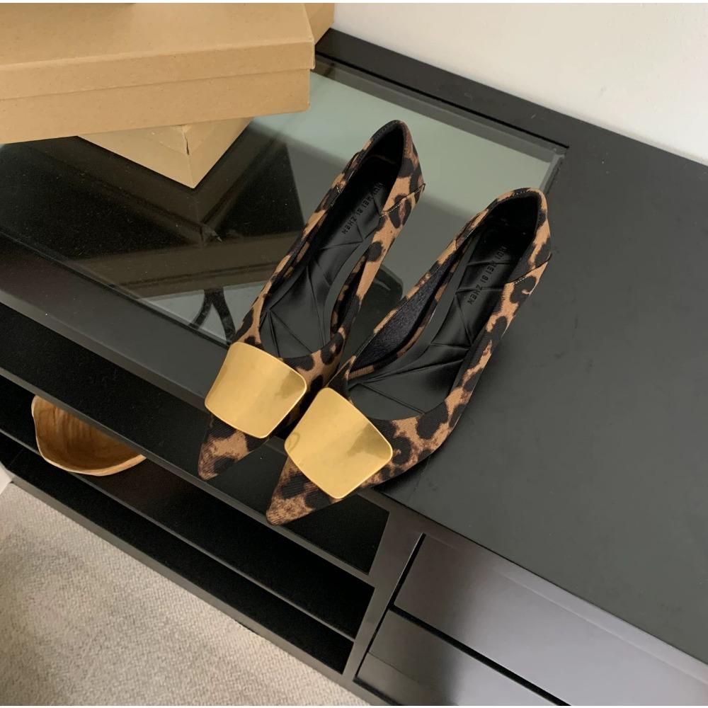 New High Heels Pumps Women Shoes Gold Buckle Ladies Elegant Single Shoes Pointed Toe Thin High Heel Dress Work Shoes