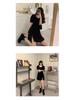 2024 Plus Size French Slit Slimming Black Summer Dress for Women