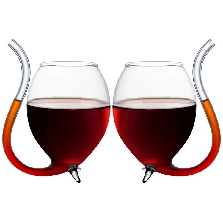 Hot Selling Wine Glass Cup Cocktail Glass Cup with Straw For Drinks Beer Clear Wine Glasses Drinkware Bar Tool Gift