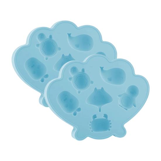 Ocean Animal Silicone Ice Cube Tray Food-Grade Flexible Mold for Seashell Turtle Whale Shapes Easy-Release Fun Ice Maker for Cocktails D