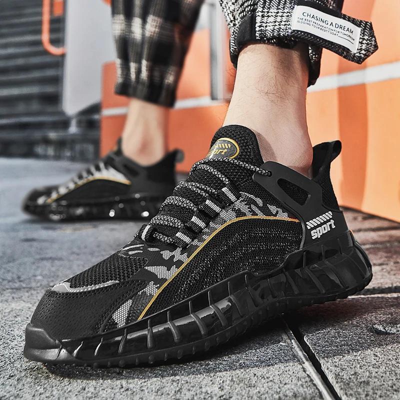 

Мужская обувь 2024 года, осень, новые дышащие спортивные повседневные беговые модные спортивные легкие удобные повседневные туфли 39 чёрный