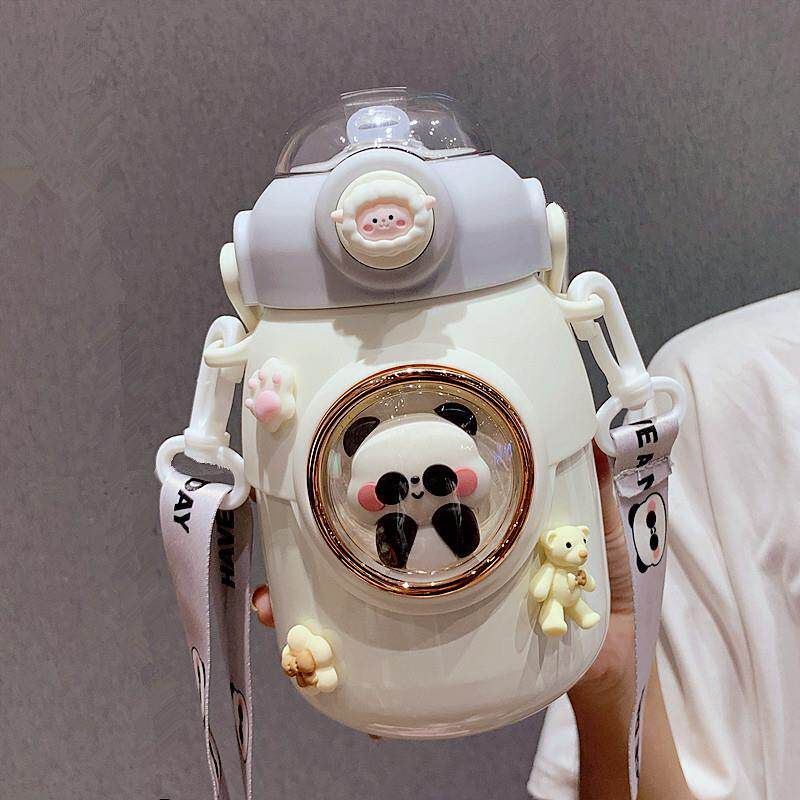 Cute Large-Capacity Thermos Cup 316 for Children with Straw, High-Appearance Portable Insulated Water Bottle for Girls