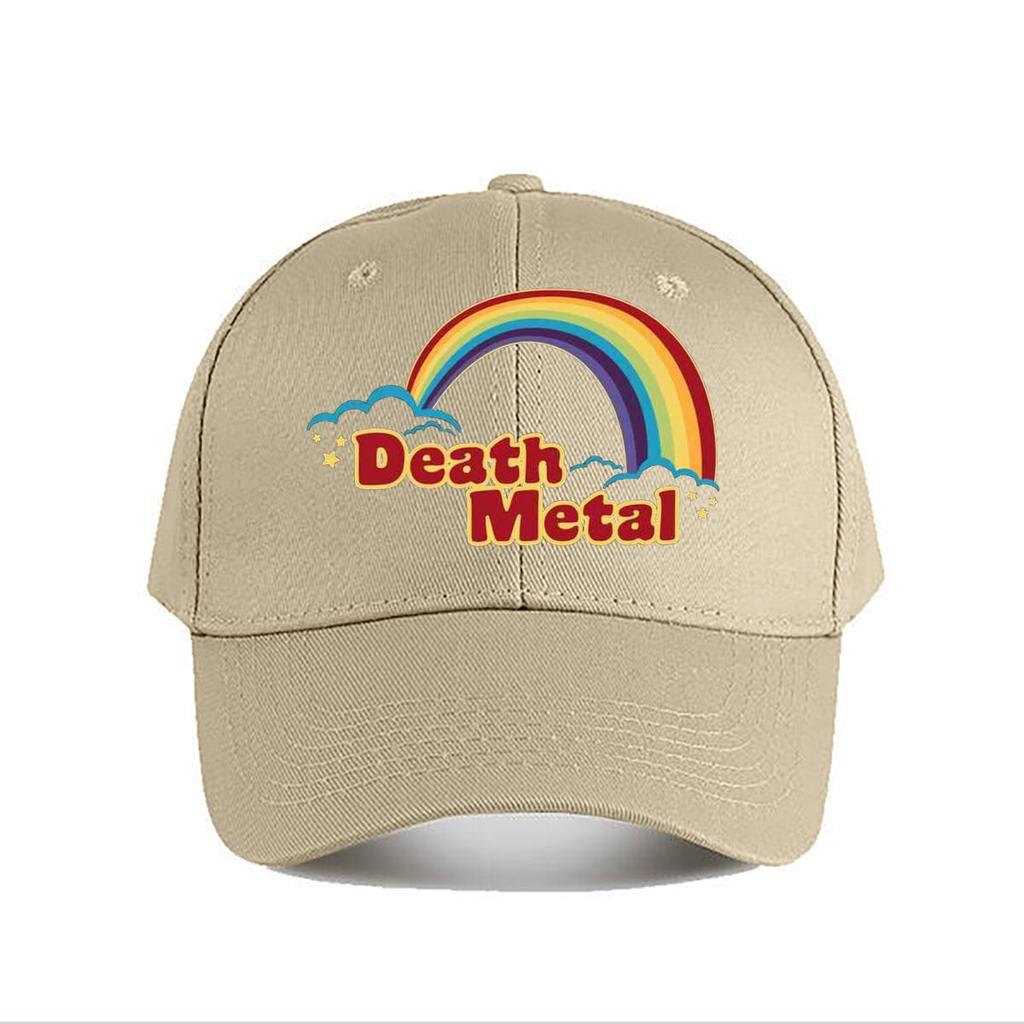Rainbow  Death Metal Contrast Kitsch Emblem Design Baseball Cap Fashion Outdoor Sports Sunhat Unisex Snapback Cap WoUnisexs