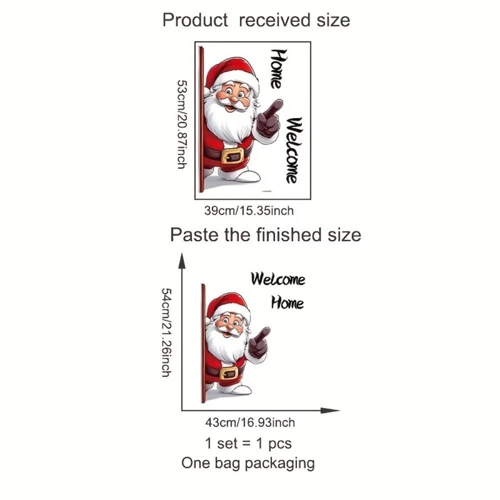 Cartoon Santa Claus Window Sticker Welcome Home Double-Sided Visual Christmas Decoration Background Self-Adhesive