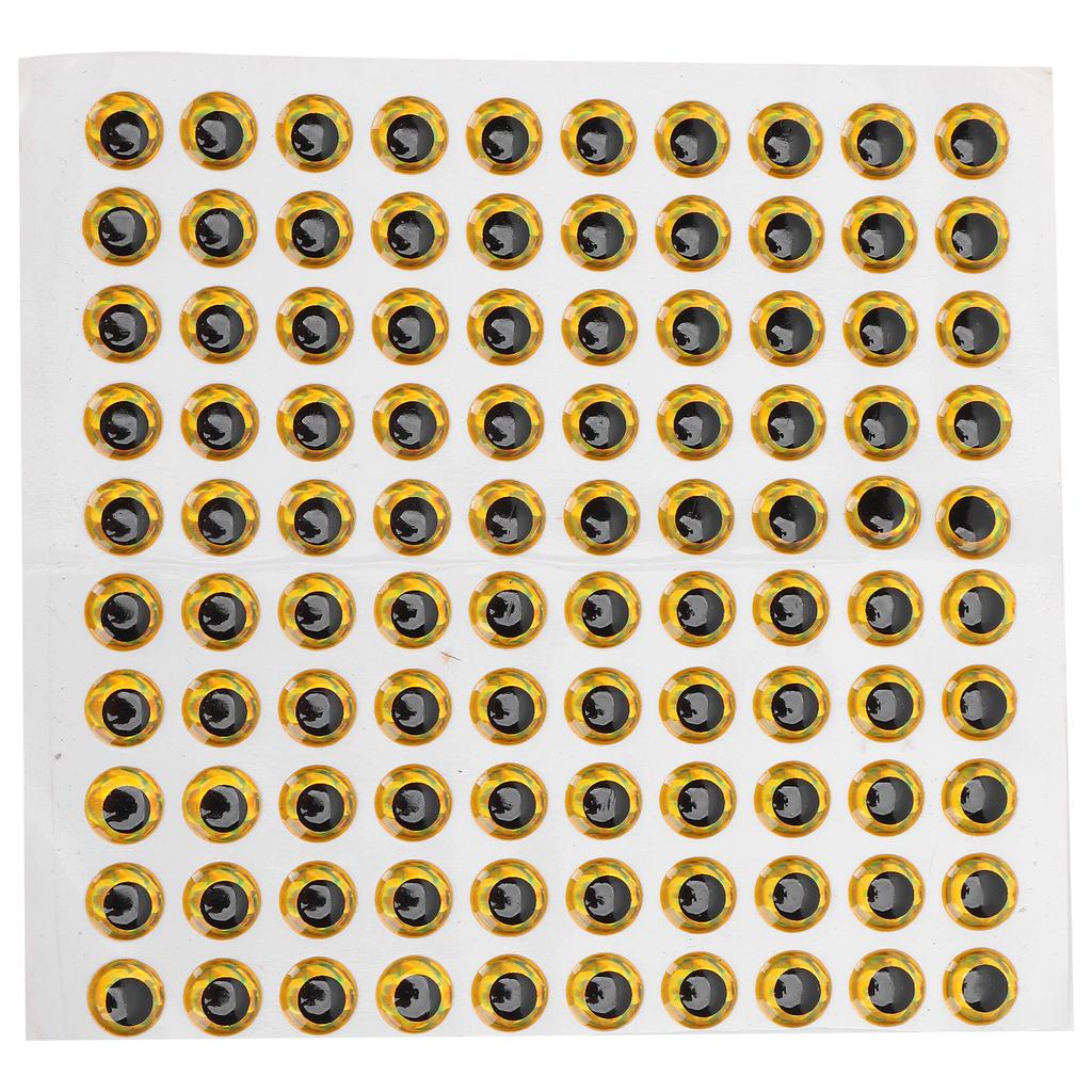 100PCS Pack Fishing Lure Eye 9mm 3D Realistic Fishing Eyes for Making Fishing BaitGolden