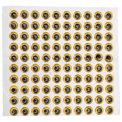 100PCS Pack Fishing Lure Eye 9mm 3D Realistic Fishing Eyes for Making Fishing BaitGolden