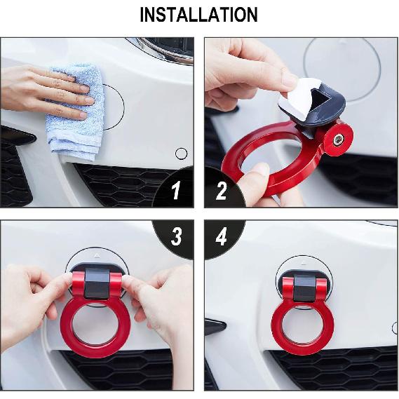 TOMALL Tow Hook Kit Red Car Decorations Sticker Car Decor Bumper For Auto Exterior Accessories (ONLY Decoration)