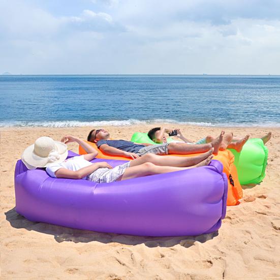 Oppblåsbar Sofa Myk Sove Nylon Nyttig Beach Lazy Bed for Camping
