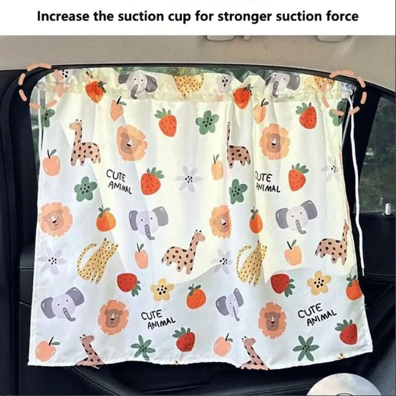 Suction Cup Curtain In The Car Window Sunshade Cover Cartoon Universal Side Window Sunshade  Protection For Kid Baby Children