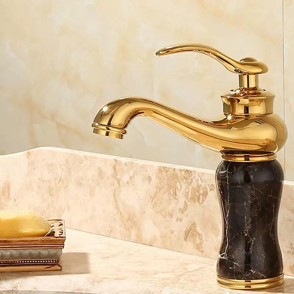 Bathroom Faucet Brass and Jade Faucet Bathroom Basin Faucet Sink Mixer Tap Gold Sink Faucet Bath Basin Sink Faucet