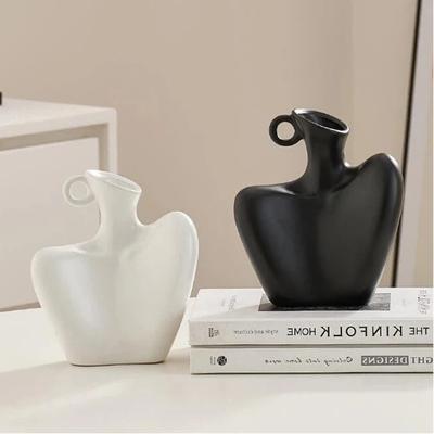 Creative Human Figurine Ceramic Vase for Living Room Home Decor