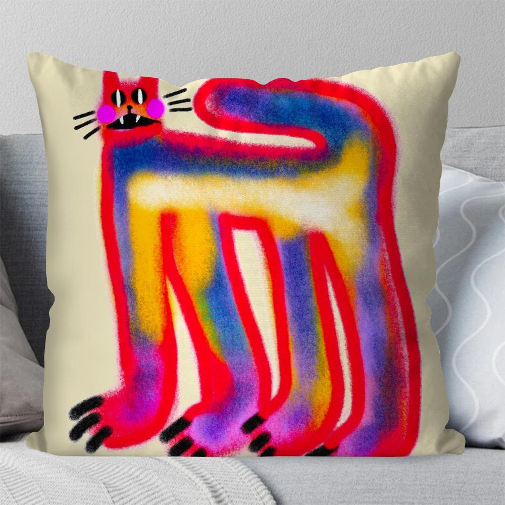 David Shrigley Kunst Malerei Kissenbezug Quadratisches Kissen Schlafzimmer Sofa Freizeit Komfort Kissen Auto Wohnzimmer Heimdekoration 40X40