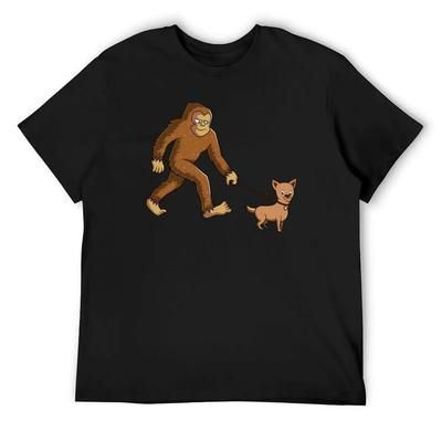 UFO Believer Sasquatch Bigfoot Walking Chihuahua Dog T-Shirt Sweat Blacks Oversized Graphic T Shirts Men Workout Shirt